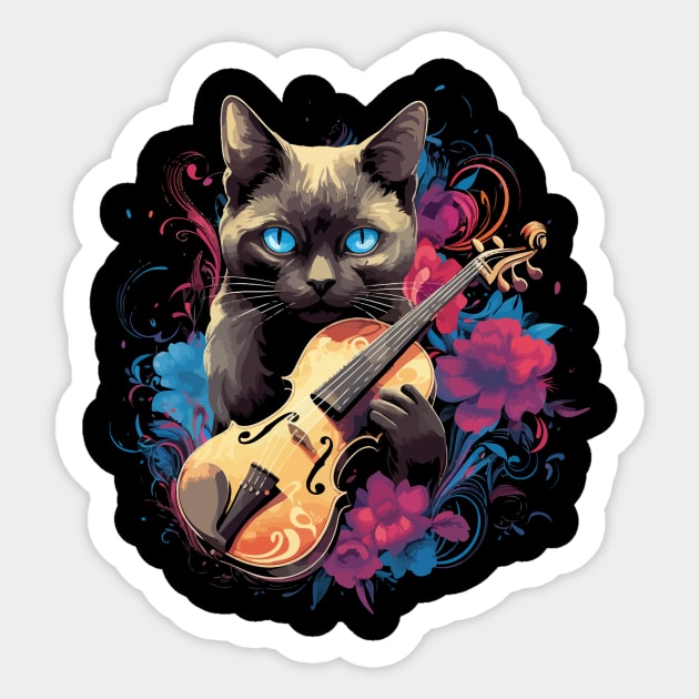 Tonkinese Cat Playing Violin Sticker by JH Mart